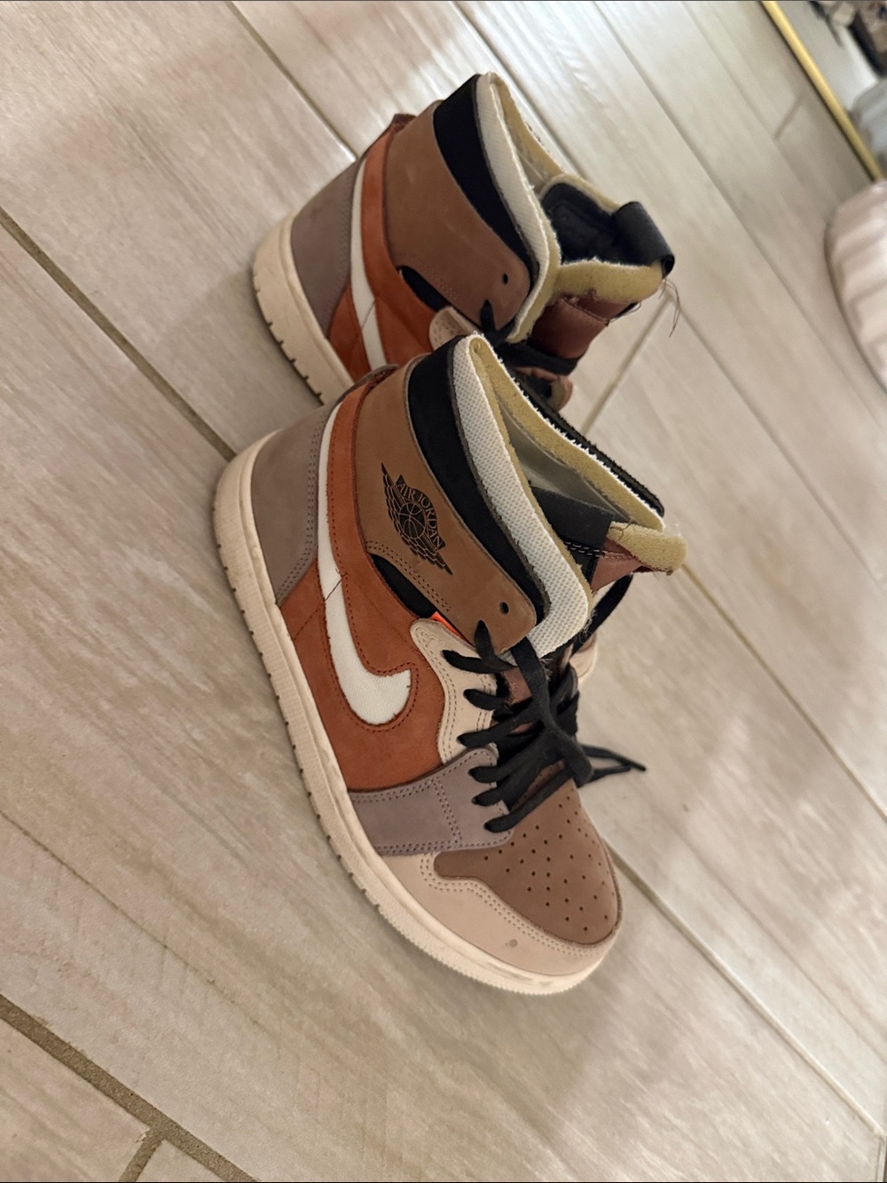 Jordan 1 High-Top Sneakers in Brown/White